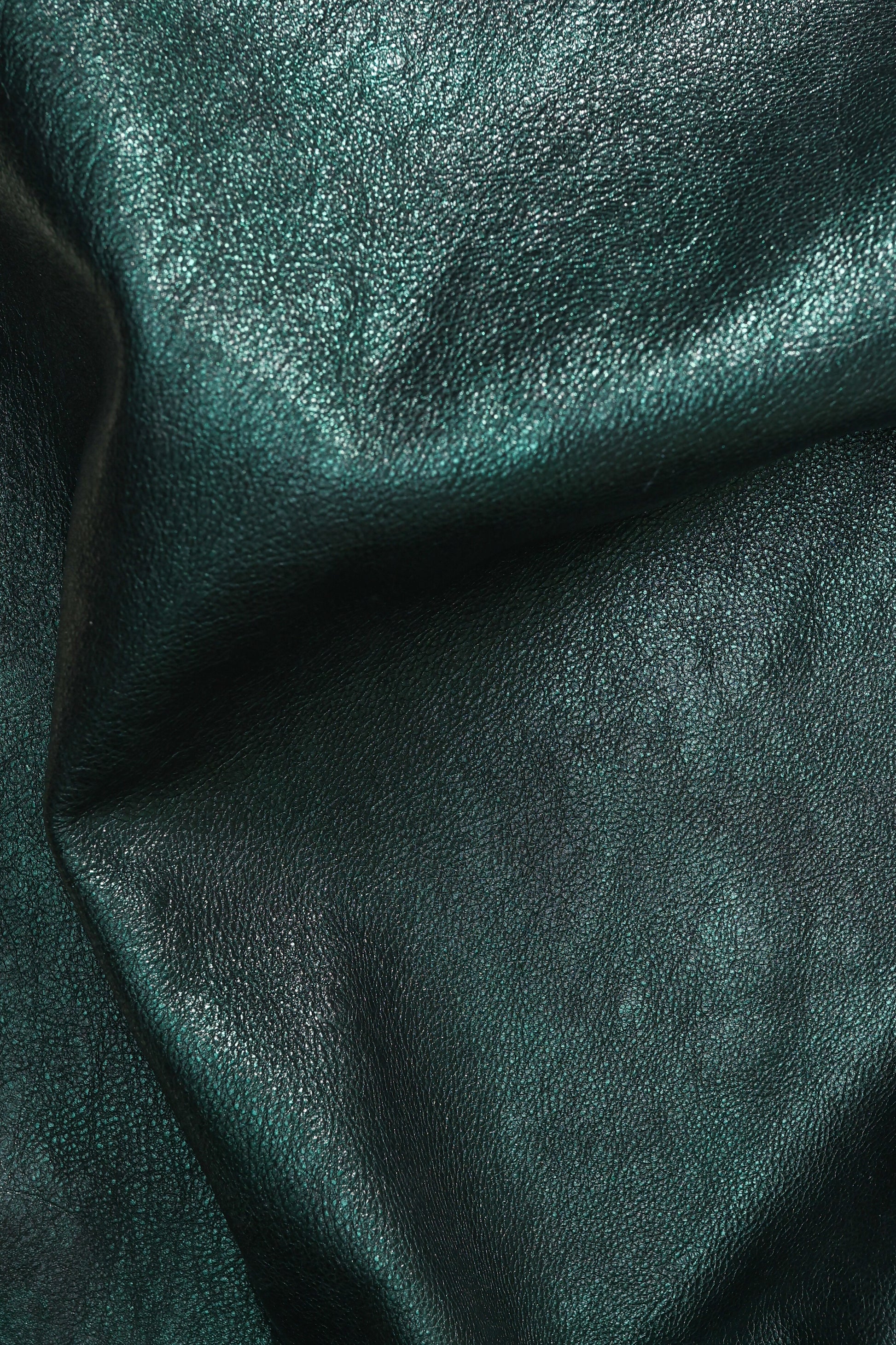 Emerald Tumbled | Foiled Leather | A/W'26-27 Cybernetic Couture | Colorz n Style Pvt Ltd


